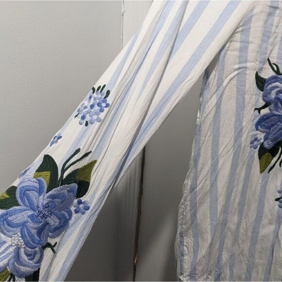 ANTHRO Akemi & Kin | Floral Embroidered & Striped Blouse - Picture 10 of 16